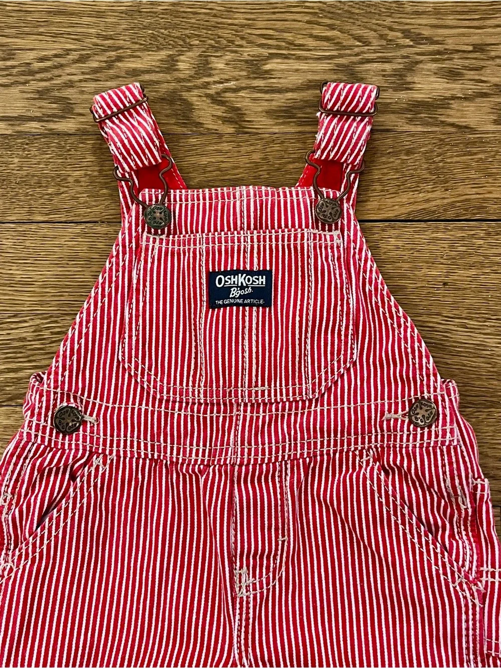 Vintage Oshkosh Red Stripe Long Overalls Boys 18M